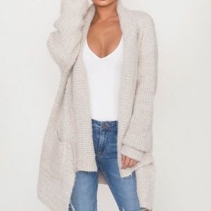 🦃🆕️ Mohair Waffle Knit Cardigan - Beige 2Tone